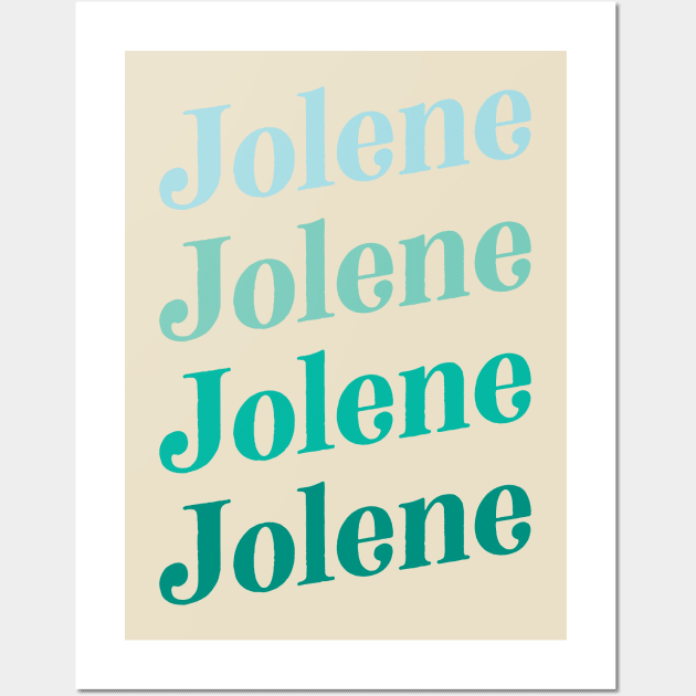 Jolene Retro Boho Typography Design in Vintage Teal Color Combo Wall Art by KodiakMilly